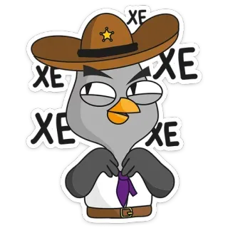 😅 XE uccello, sceriffo, cartone animato, animale, western, cappello telegram sticker