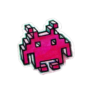 ☮ Space Invader, Retro, 8 bits, Juego, Alien, Pixel Art, Pegatina telegram sticker