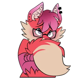 ☺️ furry, hình người thú, cáo, hoạt hình, dễ thương, kính telegram sticker