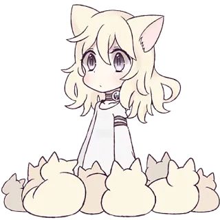 😐 Catgirl, Anime, Manga, Süß, Kawaii, Fantasy, Chibi telegram sticker