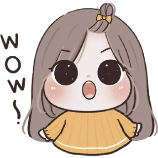 🩰 WOW! uau, surpresa, menina, fofa, desenho animado, exclamação telegram sticker