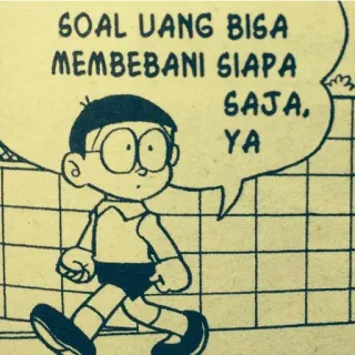 😔 Nobi Nobita Doraemon SOAL UANG BISA MEMBEBANI SIAPA SAJA, YA Doraemon, Nobita, Anime, Dessin animé, Argent, Citation whatsapp sticker
