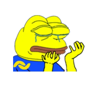 😢 Pepe the Frog Pepe la Rana, Meme, Meme de Internet, Triste, Llorando, Amarillo, Azul telegram sticker