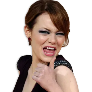 👍 mulher, pessoa, celebridade, polegar para cima, positivo, concordância, retrato, Emma Stone telegram sticker