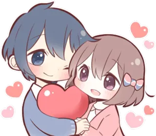 ❤ пара, любовь, сердца, мультфильм, аниме, отношения, милый telegram sticker