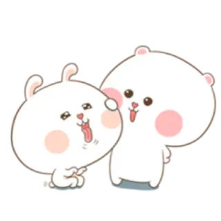 😅 cute, cartoon, animal, rabbit, bear, friendship, adorable, sticker whatsapp sticker