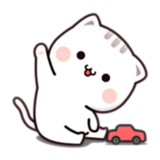👋 cat, kitten, cute, animal, cartoon, toy car telegram sticker