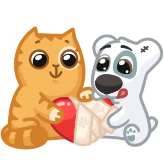 😘 kucing, anjing, hati, perban, imut, persahabatan whatsapp sticker