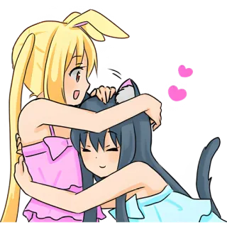 🤗 Anime, Cartone animato, Carino, Abbraccio, Amicizia telegram sticker