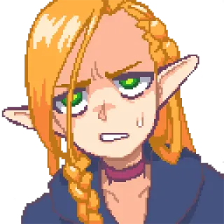 😡 Пиксель арт, Эльф, Аниме, Обеспокоенный, Фэнтези, Персонаж telegram sticker