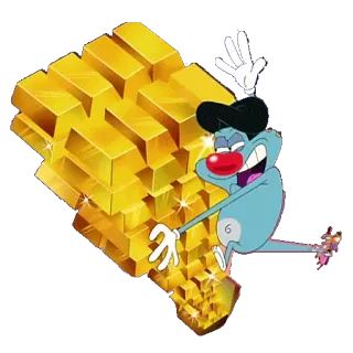 🤑 Oggy Dessin animé, Oggy et les cafards, Oggy, Or, Richesse, Chat telegram sticker