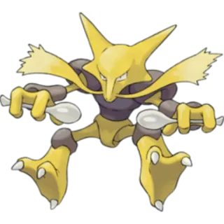 🔵 Alakazam pokemon, alakazam, psy, cuillère, jeu vidéo, anime telegram sticker
