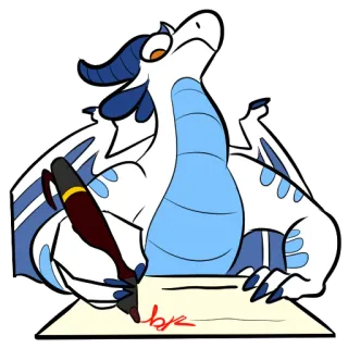 📝 龙, 书写, 卡通, 笔, 动物 telegram sticker