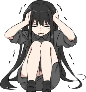 😢 anime, cewek, sedih, emosional, stres, depresi, cemas, imut telegram sticker