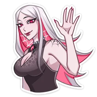 👋 женщина, персонаж, паук, гот, девушка, мультфильм, паутина whatsapp sticker