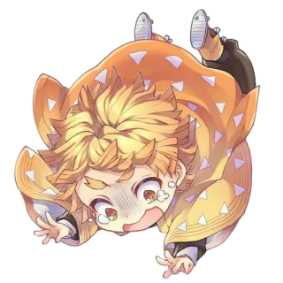 😱 Zenitsu Agatsuma Demon Slayer Zenitsu, Demon Slayer, anime, manga, carino, chibi telegram sticker