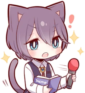 🎤 meme catboy, animé, mème, kawaii, mignon, chibi, livre telegram sticker