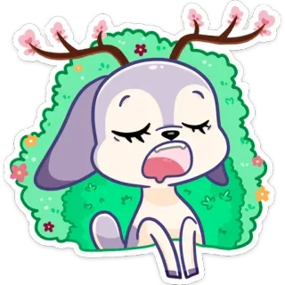 😴 tier, süß, cartoon, hirsch, frühling, blumen, schläfrig whatsapp sticker