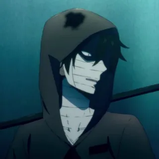 🦇 Zack Foster Angels of Death Anime, Karakter, Zack Foster, Angels of Death, Hoodie, Perban, Sabit telegram sticker