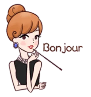 🙎 Bonjour mulher, saudação, francês, elegante, sofisticado telegram sticker