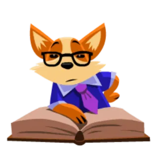 📚 zorro, animal, libro, gafas, lectura telegram sticker