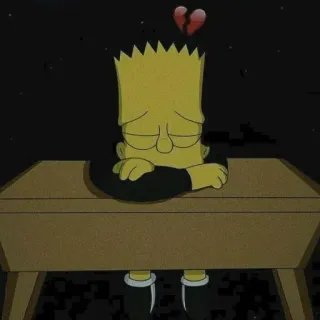 💔 Bart Simpson The Simpsons บาร์ท ซิมป์สัน, ซิมป์สัน, การ์ตูน, เศร้า, อกหัก, แอนิเมชั่น, สีเหลือง telegram sticker