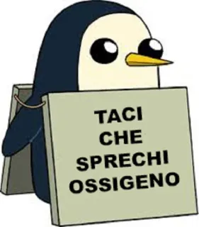 🐧 Gunther Adventure Time TACI CHE SPRECHI OSSIGENO pingwin, kreskówka, śmieszne, adventure time, gunther, włoski telegram sticker