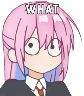 🃏 WHAT อนิเมะ, ประหลาดใจ, ตกใจ, สีหน้า, ปฏิกิริยา, ผมสีชมพู telegram sticker