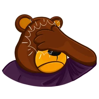 🤦‍♂️ urso, facepalm, envergonhado, desapontado, animal, desenho animado telegram sticker