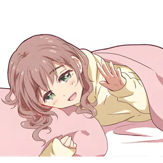 😴 อนิเมะสาว, น่ารัก, ง่วง, เตียง, การ์ตูน, สติกเกอร์ telegram sticker