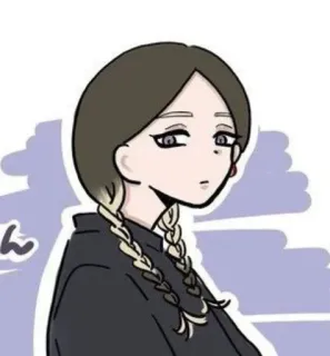 😐 ん Anime, Femme, Nattes, Dessin animé telegram sticker