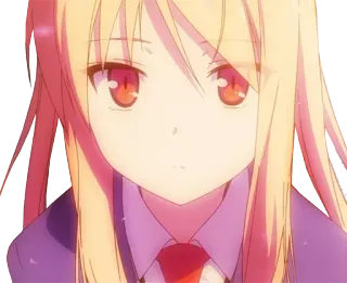 😶 Anime, Dziewczyna, Mundur szkolny, Blond włosy, Słodkie telegram sticker