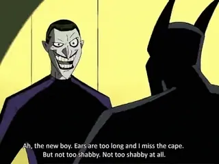 🫵 Joker Ah, the new boy. Ears are too long and I miss the cape.
But not too shabby. Not too shabby at all. Joker, Batman, DC Comics, cartoon, villain telegram sticker