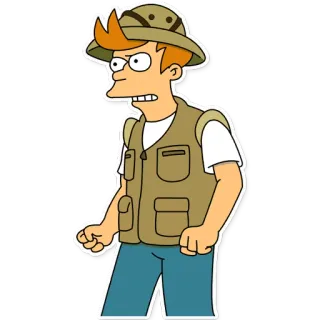 😠 Fry Futurama cartoni animati, animato, serie TV, fantascienza, commedia telegram sticker