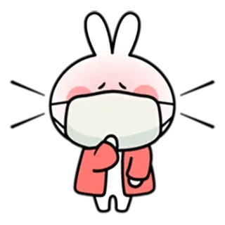 😷 Hase, Maske, Kawaii, Süß, Cartoon, Aufkleber whatsapp sticker