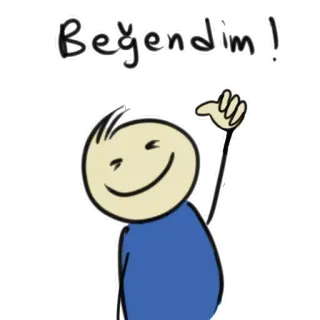 👍 Beğendim! Pouce levé, J'aime, Accord, Content, Bonhomme allumette telegram sticker
