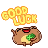 🍀 GOOD LUCK buona fortuna, rana, trifoglio, fortuna, salutare whatsapp sticker