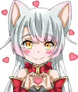 😍 애니메이션, 소녀, 고양이 귀, 하트, 귀여운 telegram sticker