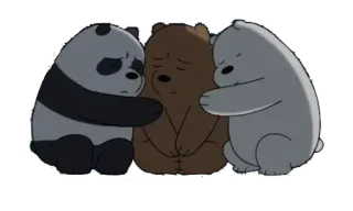 😔 bears, cartoon, animals, hugging, sad, friendship telegram sticker