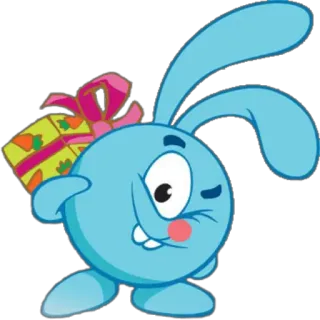 🎁 cartoon, animal, rabbit, gift, cute, blue telegram sticker