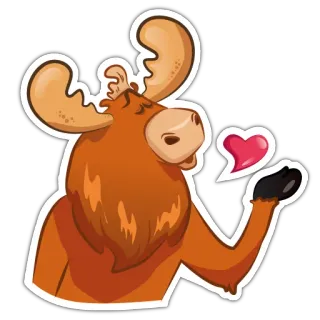 ❤️ Elch, Tier, Cartoon, Liebe, Herz, Kuss, süß, entzückend telegram sticker