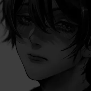 🖤 anime boy, emo, dark, monochrome whatsapp sticker