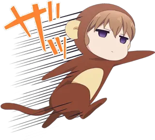 🐵 ガッ anime, aap, schattig, rennen, cartoon telegram sticker