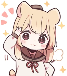 👍 anime, imut, kawaii, gadis, berkilau, beruang telegram sticker