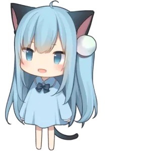 🐱 Chibi, Katzenmädchen, Anime, Manga, Süß, Kawaii, Cartoon telegram sticker