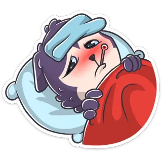 🤒 krank, thermometer, erkältet, cartoon, tier, hund, süß telegram sticker