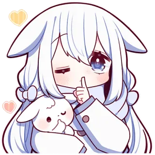 🤫 милый, аниме, чиби, каваий, персонаж, кукла, девушка, мирный telegram sticker
