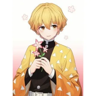 🍃 Zenitsu Agatsuma Demon Slayer anime, cute, demon slayer, flowers, zenitsu telegram sticker