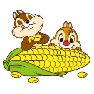 🌽 Chip and Dale Chip, Dale, Disney, Ardilla listada, Maíz, Dibujos animados telegram sticker