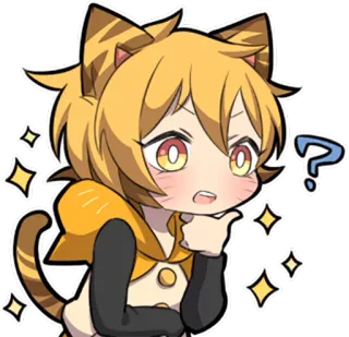 ❓ 고양이, 생각, 물음표, 애니메이션, 귀여운, 혼란스러움, 귀여움, 반짝이 telegram sticker